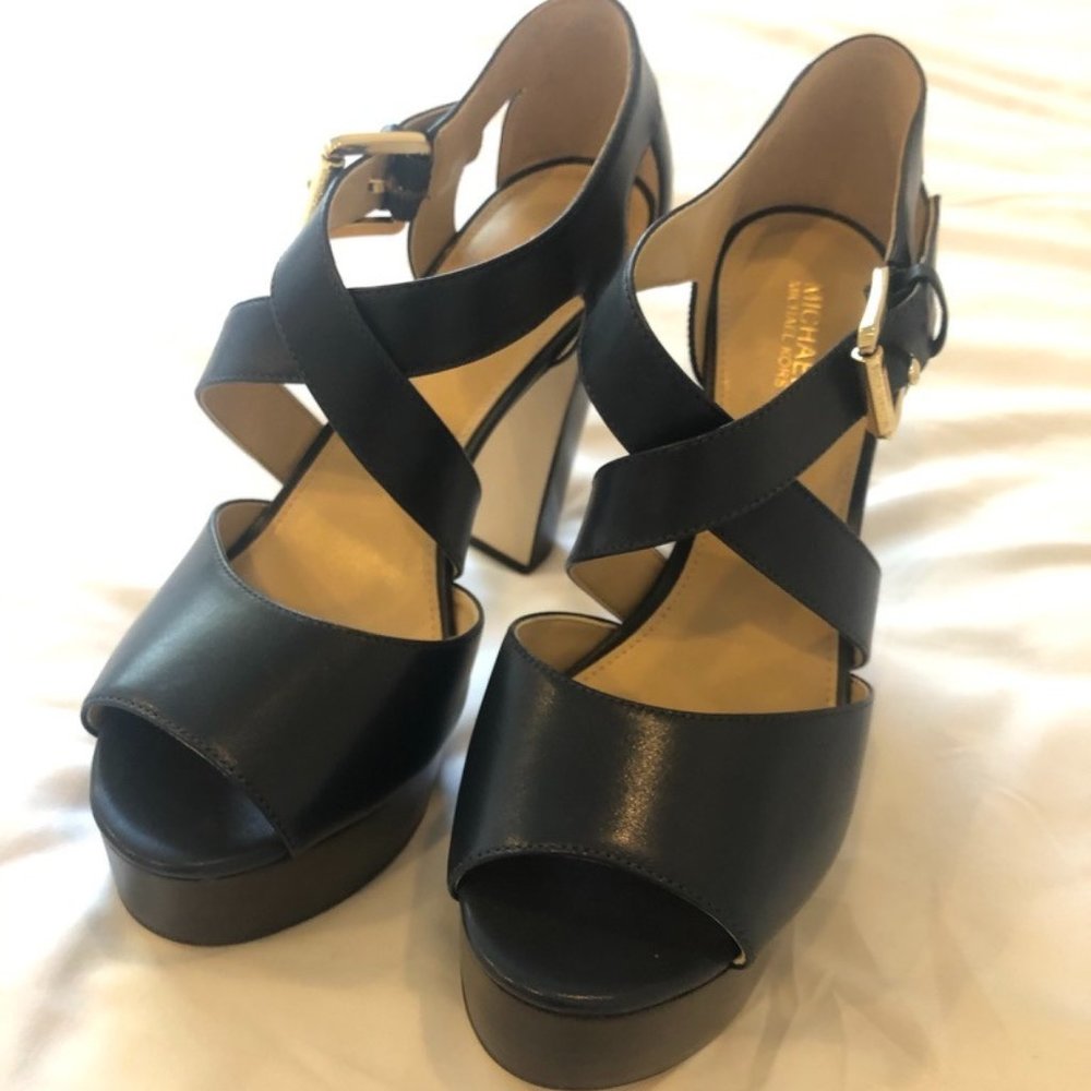 NEW Michael Kors Heeled Sandals 6.5M Dark Navy